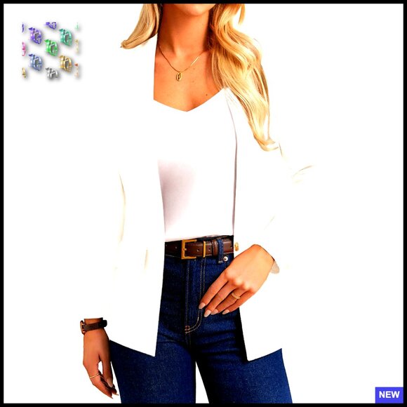 Lightweight Sweater Blazer Open Front Lapel Cardigan Work Office Chic